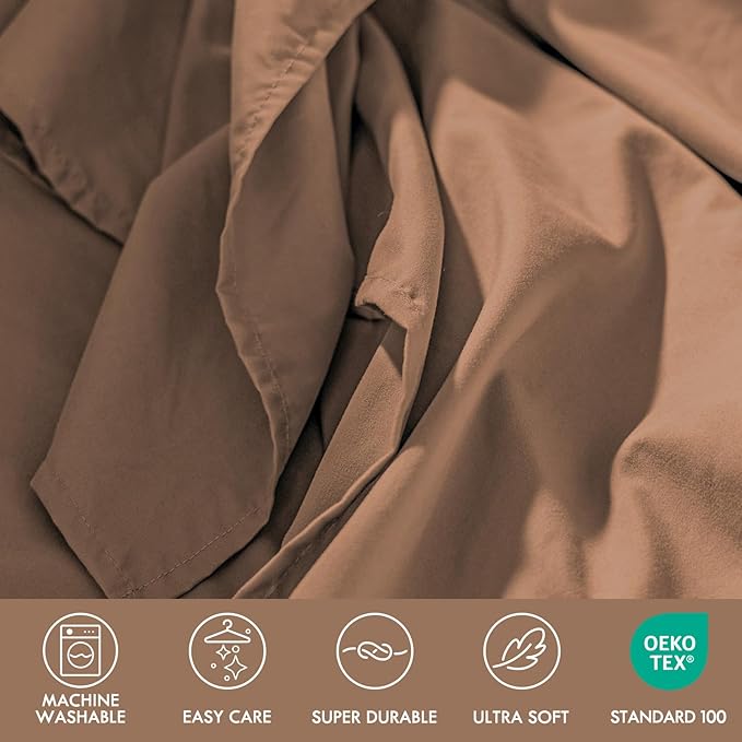 ClevaHome Sheets Twin Size Bed Set - 4 Piece Soft Breathable Luxury Bed Sheet Set - Shrinkage & Fade Resistant Embroidered Bedding Sheet with Deep Pocket, 2 Extra Pillowcases (Twin, Sandy Brown)