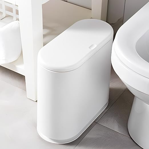 Sooyee 10 Liter Rectangular Plastic Trash Can Wastebasket with Press Type Lid,2.4 Gallon Garbage Container Bin for Bathroom,Powder Room,Bedroom,Kitchen,Craft Room,Office (Cream White) - Image 8