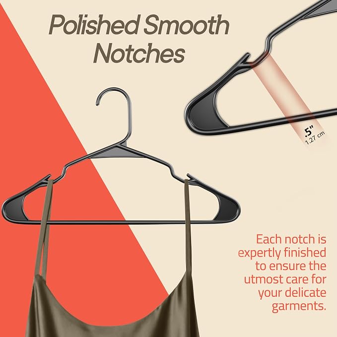 Gray Plastic Hangers 180 Pack– Heavy-Duty Plastic Hangers Slim and Space-Saving, Durable and Lightweight PP with Non-Slip Shoulder Notches for Slip Dresses, Suits, Jackets & Camisoles - Image 6