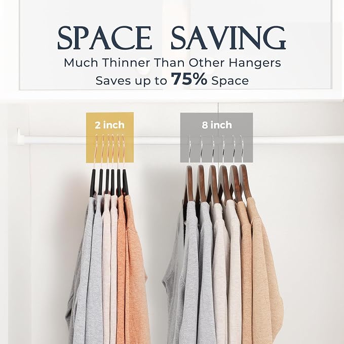 HOUSE DAY Velvet Hangers 30 Pack, Premium Non-Slip Felt Hangers, Sturdy Black Clothes Hanger Heavy Duty, Space Saving Durable Suit Coat Hanger, 360° Rotating Rose Gold Hook - Image 4