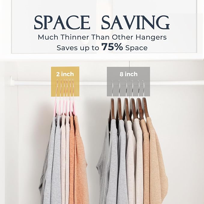 HOUSE DAY Pink Velvet Hangers 100 Pack, Premium Non-Slip Felt Clothes Hangers, Sturdy Heavy Duty Coat, Durable Hanger for Suits, Space Saving with No Hanger Mark, 360° Swivel Rotating Rose Gold Hook - Image 4