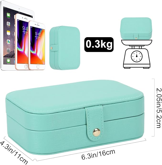 FEISCON Jewelry Box, Travel Jewelry Organizer Case Small Jewelry Storage and Organizers Craft Containers Travel Mini Organizer/GREEN - Image 3
