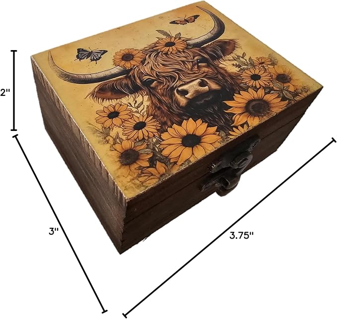 Trinket Box Small Jewelry Keepsake Box | Earrings Necklace Storage Box for Girls Women | Gift Idea Valentine's Day, Birthday Christmas, Weddings, Animals Ornaments for Home Décor (Highland Cow) - Image 7