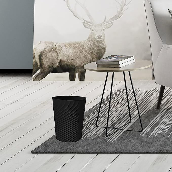 DAJITRE 1.8 Gallon Small Trash Can Wastebasket Recycling Bin Slim Profile for Compact Spaces Bathroom, Office, Bedroom, Kitchen (1.8 Gallon, Black) - Image 2