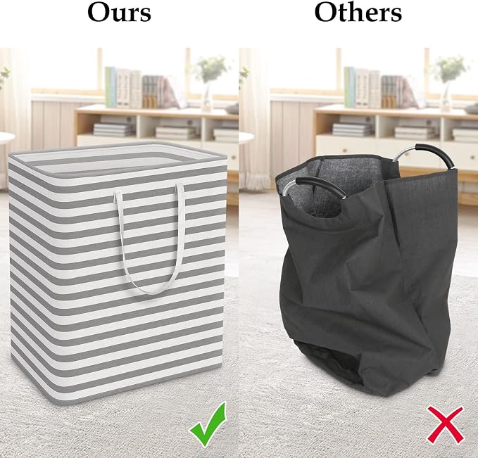 StorageRight Laundry Basket Hamper Large Collapsible Laundry Hamper with Easy Carry Handles，Freestanding Clothes Hampers for Laundry, Bedroom, Dorm, Clothes, Towels, 100L, Grey - Image 5