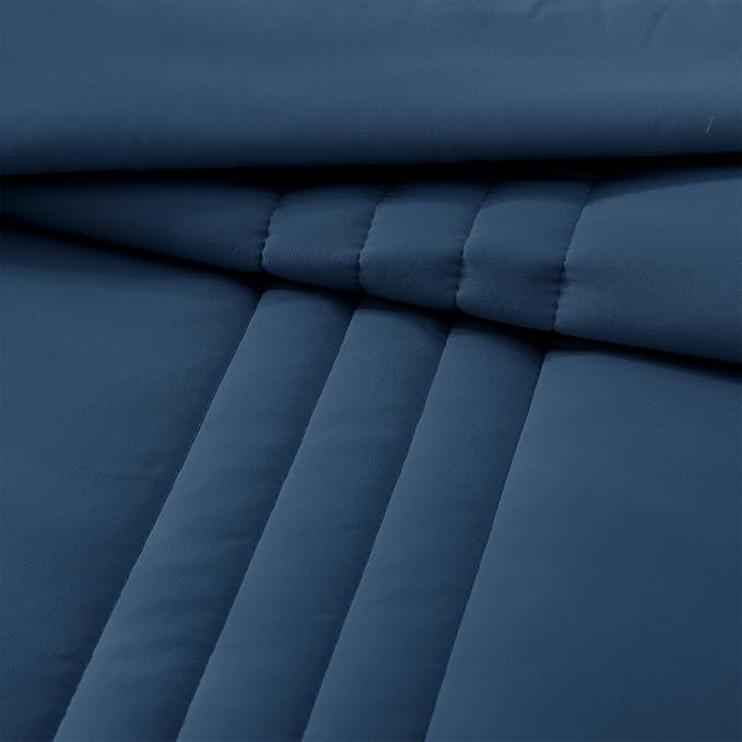 Monbix King Size Comforter Set - 7 Pieces Serenity Blue Bed in a Bag, King Size Bedding Sets with Comforters, All Seasons Comforter with Sheets,Pillowcases & Shams
