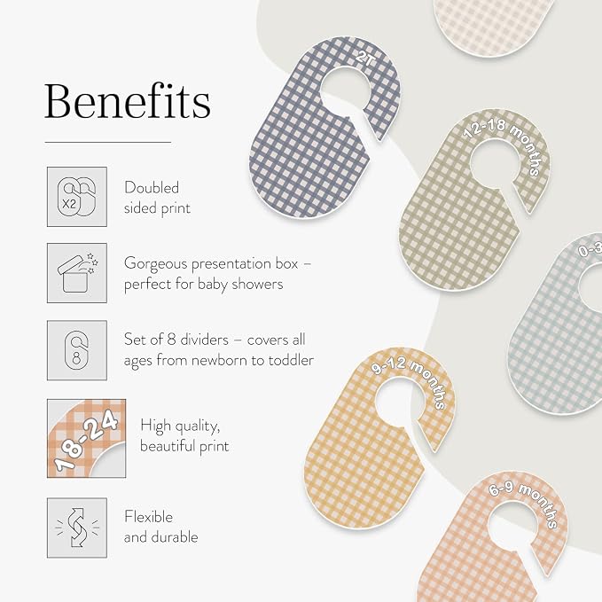 Eli with Love Baby Closet Dividers (Gingham) - Ideal Baby Clothes Dividers – Organize Nursery Closet Hangers by Size/Age - Image 4