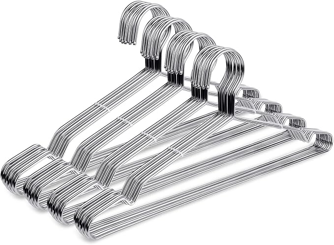 Fayleeko Heavy Duty Stainless Steel Coat Hangers - 40 Pack of 17.7 Inch Ultra Thin, Space Saving Clothes Hangers (Silver) by Fayleeko