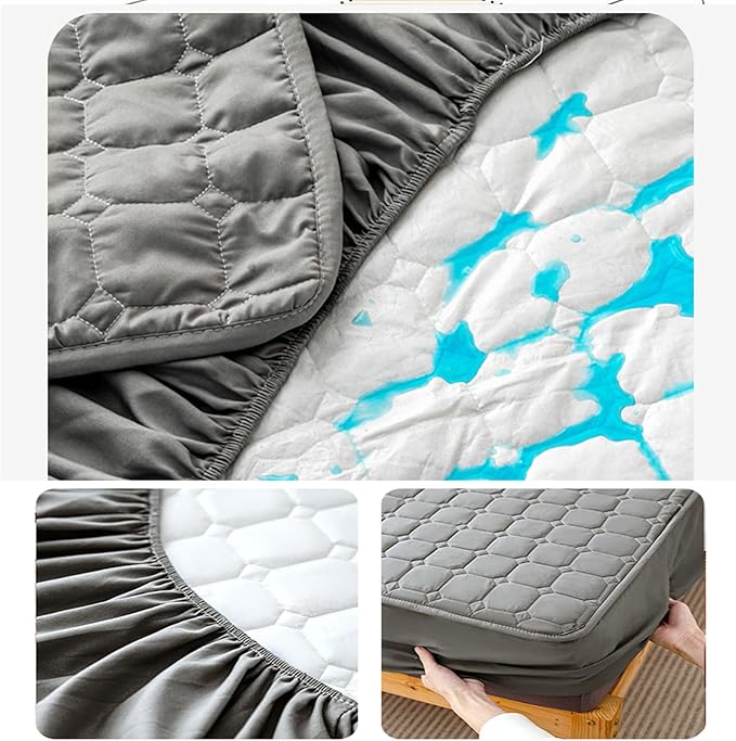 Waterproof Mattress Protector with 12'' Deep Pocket - Super Soft Solid Color Fitted Bed Sheet Bedding Mattress Protector Pad - Breathable & Elastic - Bed Cover to Keep Your Mattress Clean & Dry