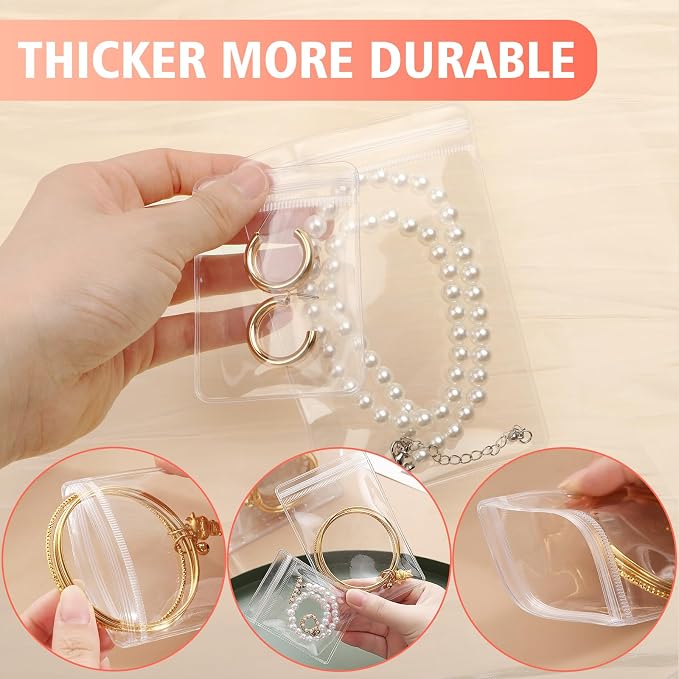 17Dec 50 Large Plastic Jewelry Bags with Zipper, Clear Anti Tarnish Jewelry Bags for Small Business - Image 3