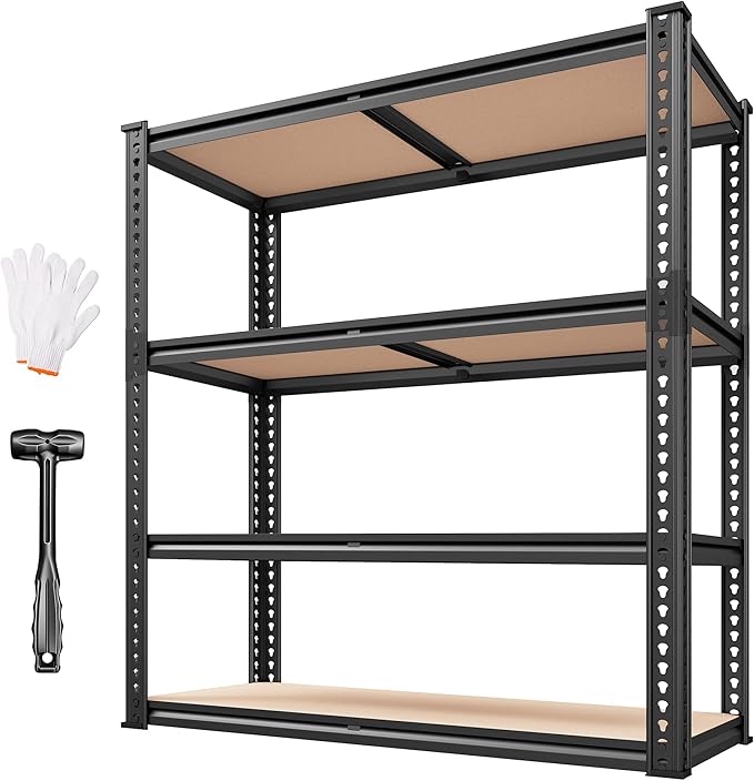 REIBII 40" W Garage Shelving 2000LBS Storage Shelves Adjustable Metal Shelving 4 Tier Metal Shelves Pantry Shelf for Garage Closet Kitchen Basement 40" W x 19.7''D x 60''H by REIBII