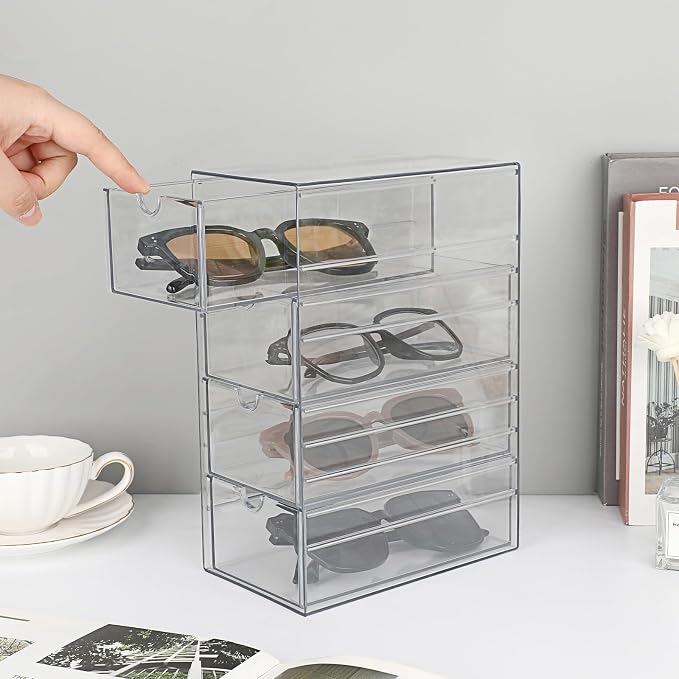Hipiwe Plastic Drawer Organizer Clear Hair Accessories Organizer Box with 4 Pull Out Drawer Compact Storage Box for Cabinet Vanity Bathroom Pantry Office or Closet Organization - Image 7