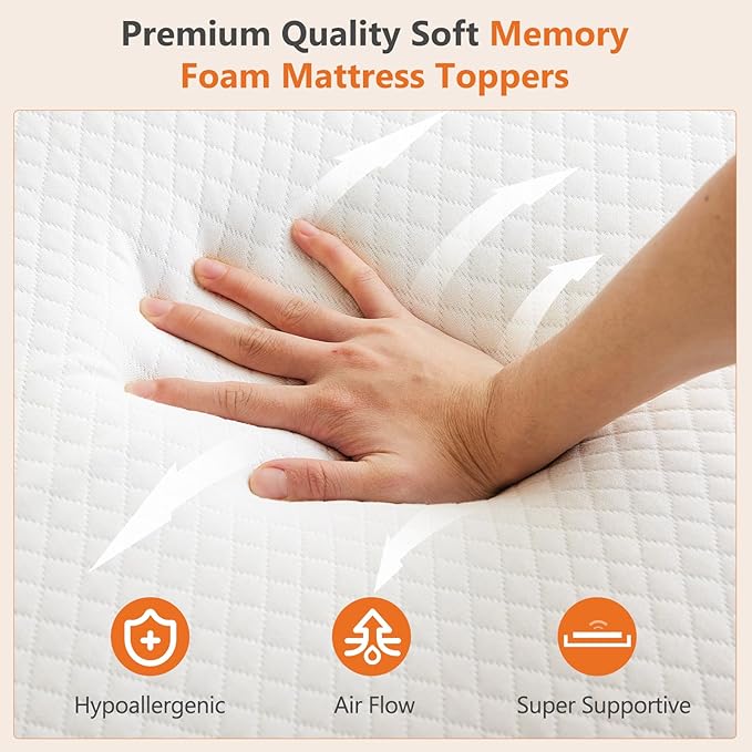 DUMOS 4 Inch Gel Memory Foam Mattress Topper Full Size, Cooling Breathable Comfy Mattress Pad for Pain Relief, CertiPUR-US Certified (with Removable & Washable Cover)