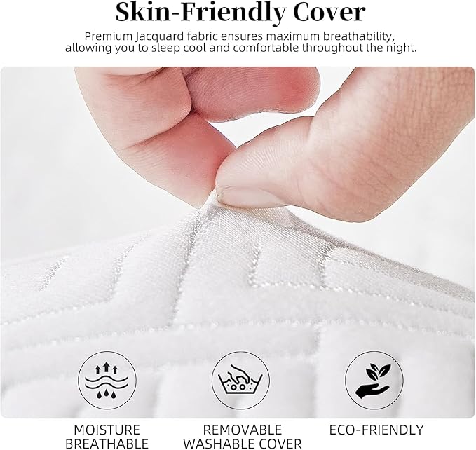 3 inch Memory Foam Mattress Topper Full Size Bed, Gel Infused Memory Foam Mattress Pad with Cover for Back Pain Relief, 53x75 Inches