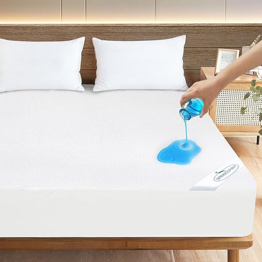 Sleeper Sofa Full Terry Mattress Protector Waterproof for 54''×72'' up to 8'' Depth, Ultra Soft & Breathable Smooth Top Fitted Mattress Cover Skin-Friendly Machine Washable