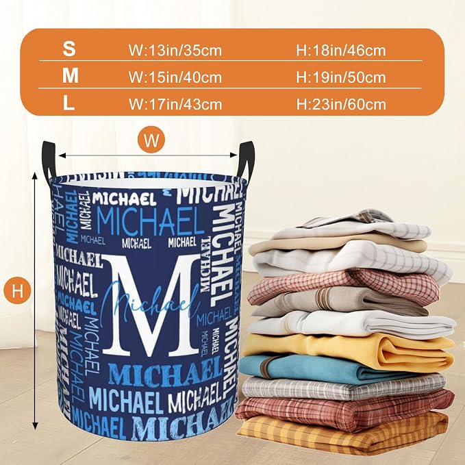 Custom Name Laundry Hamper, Personalized Laundry Basket with Name for Baby Boys Girls, Customized Collapsible Dirty Clothes Hamper Storage with Handles for Bedroom Bathroom Dorm Room Decor - Image 3