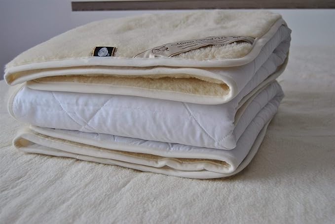 Mattress Topper Sheet Protector Underblanket Extra Thick Mattress pad Cover Woolmark Under Blanket (King 76" x 80" - 190 x 200 cm) Ecru/Cream