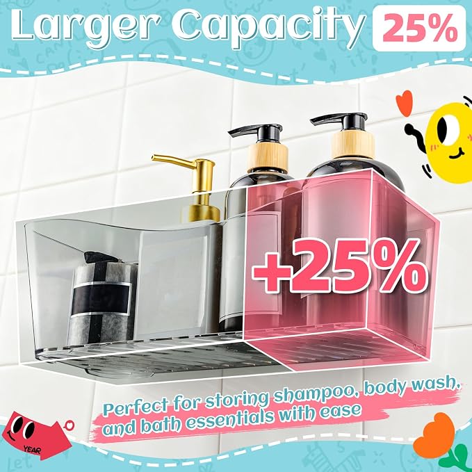 MIUKAA 2 Pack Large Bath Toy Storage Organizer, Clear Bath Toy Holder for Bathtub, Plastic Shower Toy Holder, Fast drainage, No Drilling Required, Easy to Install - Image 5