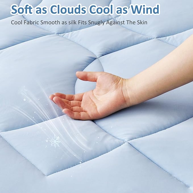 Twin Size Cooling Mattress Pad Waterproof Mattress Topper for Hot Sleepers - Soft Breathable Mattress Cover with 8"-21" Deep Pocket (39×75",Blue)