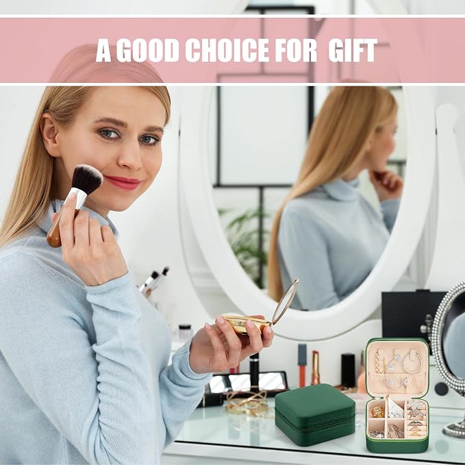 Taiyin Travel Jewelry Case, Bridesmaid Gifts Mini Jewelry Organizer, PU Leather Portable Earring Box for Women Girls - Image 5