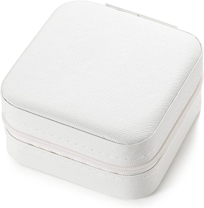 5pack/PU Leather Travel Jewelry Case, Mini Jewelry Box, Small Jewelry Organizer Portable Display Jewelry Storage Case for Rings Earrings Necklace, for Girls Women (White) - Image 5