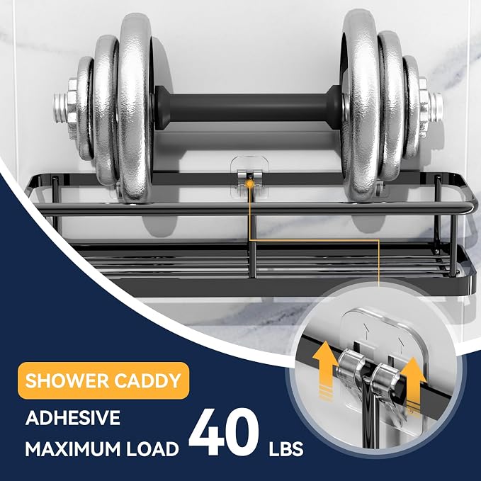 YASONIC 9-Pack Shower Caddy Adhesive Replacement - Transparent Shower Adhesive Strips, No Drilling Hooks for Bath Storage Shelves, Kitchen Racks, Basket & Soap Holder - Image 2
