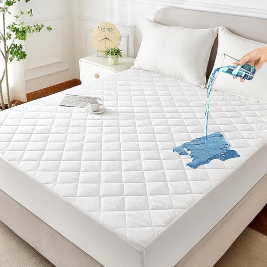 EXRUBY Twin Waterproof Mattress Pad - 100GSM Quilted Diamond Protector - 8-20" Deep Pocket Fitted Cover - Ideal for Kids & College Dorm Essentials - Noiseless