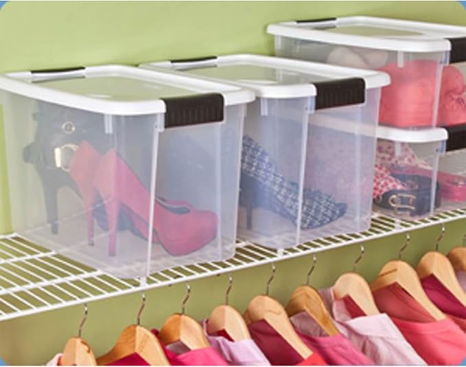 Sterilite 12-Pack 30 Quart Ultra Latch Box, Clear Storage Organizer Bins w/Latching Lids - Stackable Plastic Containers for Home Organization in Garage, Attic, Basement, and Closet - Image 8