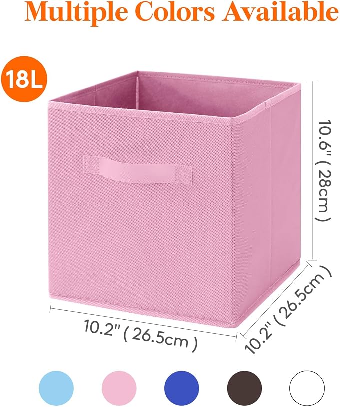 Lifewit Storage Cubes, Foldable Decorative Fabric Storage Baskets for Organizing Home Organizers with Handles for Shelves, Closet, 11 Inch Bins, 18L Pink, 6 Packs - Image 2