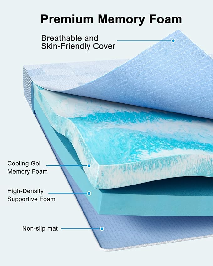 PERLECARE Firm Mattress Topper King - 3 Inch Cooling Memory Foam Bed Topper for Pressure Relief, Soft and Supportive, Removable and Washable Cover, Made with CertiPUR-US® Certified Foam