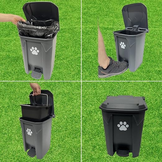 Dog Poop Trash Can Outside 20L with Waste Bags Outdoor Dog Poop Trash Can for Backyard with Lid Foot Pedal and Removable Inner Bucket - Image 5