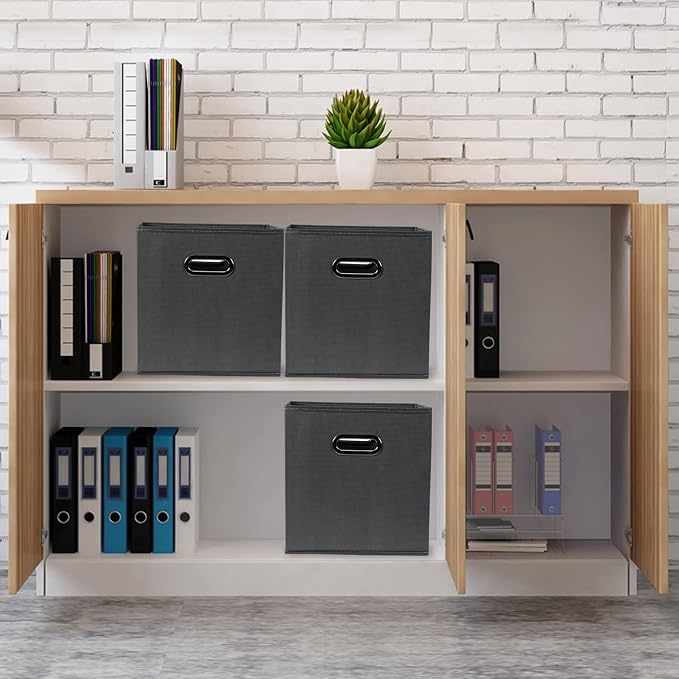 Fabric storage bins Cubes, Fabric Cube Organizer with Handle, Foldable Cube Bins for Cloth or Accessary Storage, 11x11x11, Set of 10, (Gray) - Image 5