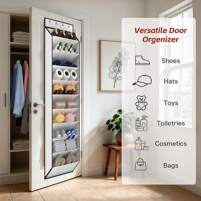 KEEPJOY 10 Tiers White Over Door Shoe Organizer Storage, Hanging Shoe Holder for Door with Large Deep Pockets, Fit 20-30 Pairs Shoe Rack for Sneakers, Boots (White) - Image 7