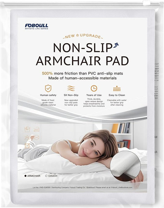 Armchair Slide Stopper and Gripper, Keep Bed and Topper Pad from Sliding for Sofa, Armchair, Chair Cushion, Mattresses, Easy Trim, Slip Resistant, Grips Helps Stop Slipping