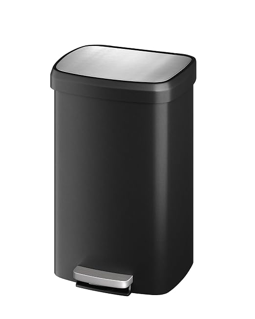 Garvee 13 gal / 50 L Plastic Trash Can with Lid, Large Garbage Can for Kitchen, Rustproof Step-on Kitchen Trash Bin with Liner Rim, Rear Handle, Soft Close Lid, Black by Garvee