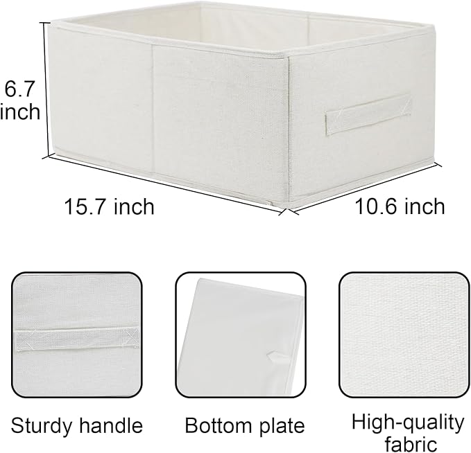 Fabric Storage Bins, 3 Pack Foldable Storage Baskets for Shelves, Decorative Linen Closet Organizers and Storage, Storage Box Container for Organizing Clothes Toy Pantry Wardrobe Closet - Image 4