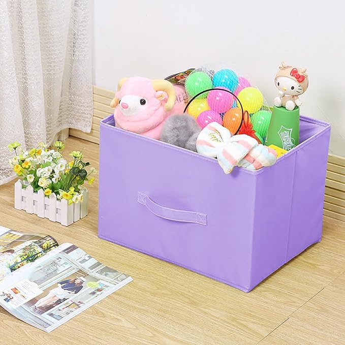 EBIGIC purple storage bins [6 Pack] 9.0"x7.5"x7.5",Mini Storage Box Fabirc Foldable Closet Toy Organizer Collapsible Cloth - Image 5