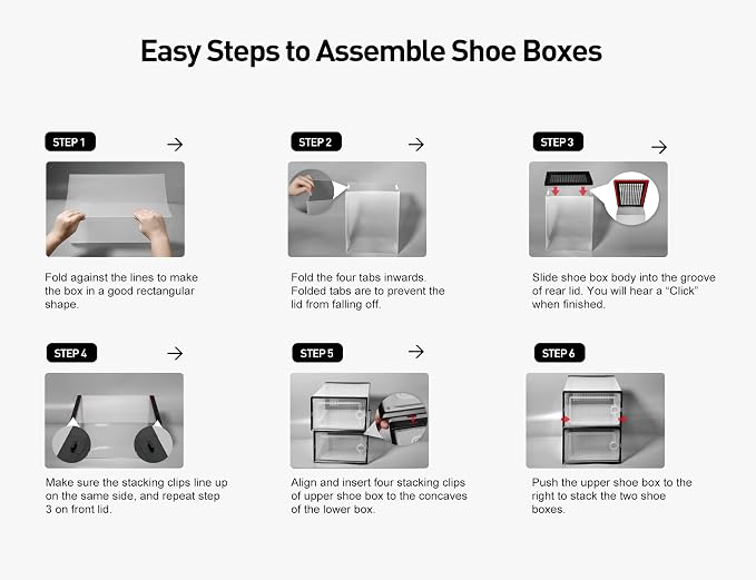Kuject X-Large Shoe Storage Boxes Organizers Clear Plastic Stackable 12 Pack, Shoe Rack & Holder Substitute, Sneaker Containers, Toy Storage Organizer Bins for Entryway, Closet, Under Bed, White - Image 8