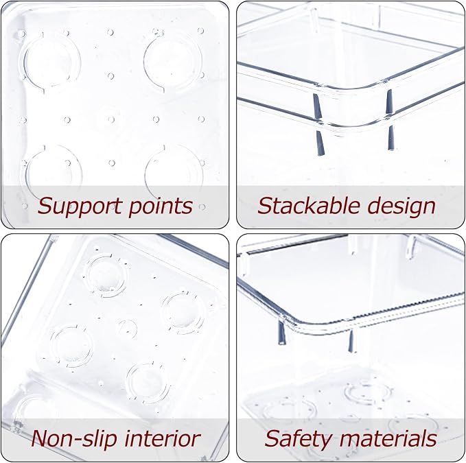 4 PCS Clear Plastic Drawer Organizer, Desk Drawer Divider Organizers and Storage Bins for Makeup, Jewelry, Gadgets for Kitchen, Bedroom, Bathroom, Office (9.0"x3.0"x2.2") - Image 3