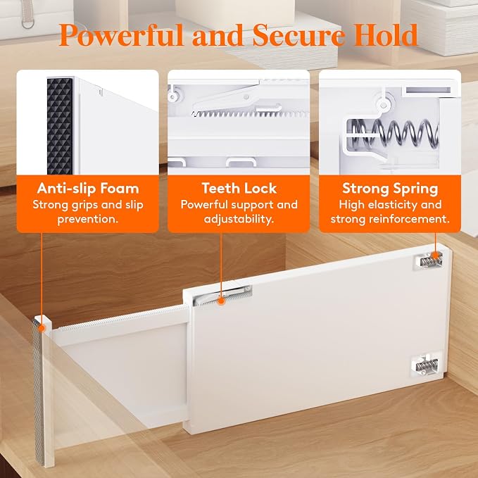 Lifewit 16 Pack 6" High Drawer Dividers 34-56cm/13.5-22" Adjustable Drawer Organizer for Clothes/Utensils, Expandable Drawer Separator in Dresser/Kitchen/Bedroom/Office Organization & Storage White - Image 3