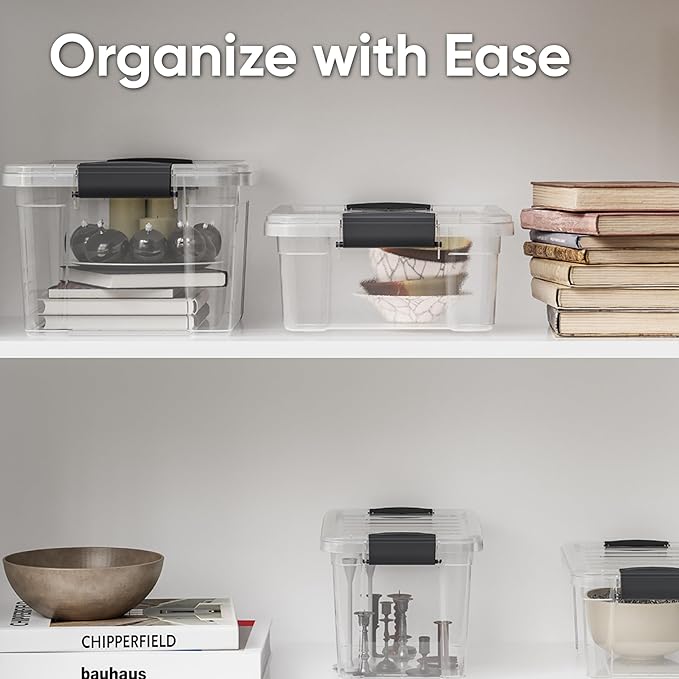 Superio Clear Storage Boxes with Lids, 13.7 Quart Plastic Container Bins for Organizing, Stackable Crates, BPA Free, Non Toxic, Odor Free, Organizers for Home, Office and Dorm, 5 Pack
