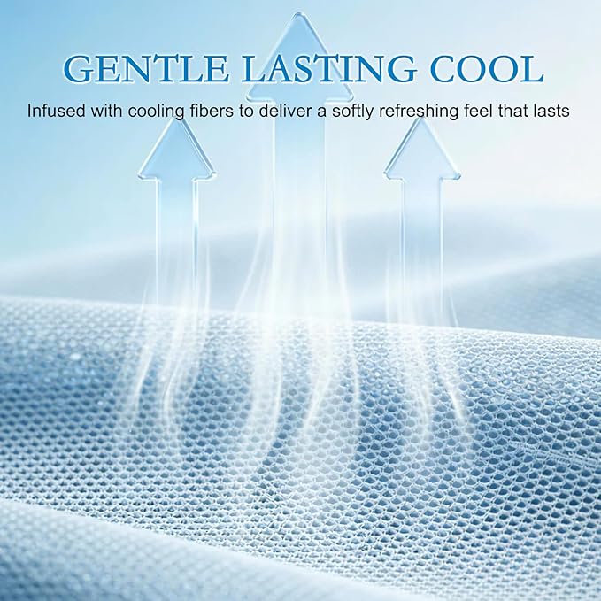 YOUR MOON King Size Cooling Mattress Pad for Hot Sleepers - Soft Breathable Noiseless Bed Pad Cover Mattress Cover, 8"-16" Deep Pocket - Enhanced Cooling Technology for Restful Sleep, Light Blue