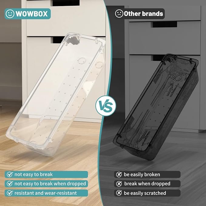 WOWBOX 16 PCS Clear Plastic Drawer Organizer Set, 4 Sizes Desk Drawer Organization and Storage Containers for Makeup, Cosmetics, Jewelry and Gadgets in Kitchen, Bathroom, Bedroom, Office, Clear - Image 4