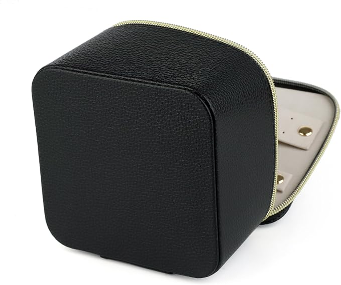 HofferRuffer Jewelry Box Organizer for Women Girls, Travel Jewelry Case with 6 Portable Zipper Bags, Jewelry Storage Ideal for Travel & Home Organization (6pcs-Black Faux Leather) - Image 5