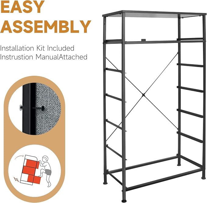 Mifuro Tall Dresser for Bedroom, Vertical Storage Organizer Tower with 7 Drawers, Chest of Drawers with Fabric Bins, Steel Frame, Wood Top for Bedroom, Closet, Entryway- Rustic Brown - Image 9