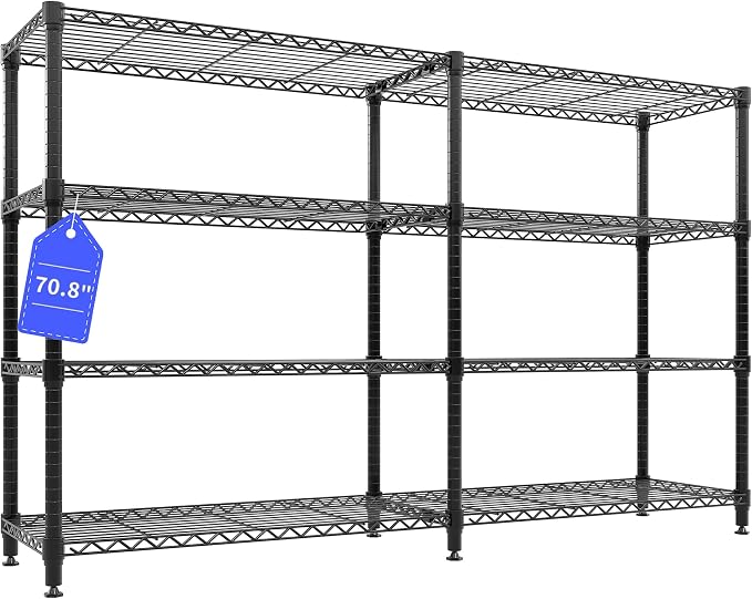 Garvee 70.8" W Storage Shelves Metal Shelving Unit, 4-Tier Heavy Duty Wire Shelving Extra Wide L-Shaped Storage Rack for Apartment Pantry Kitchen Corner Bedroom by Garvee