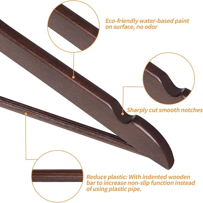 Amazon Basics Durable Wooden Suit Clothes Hangers, Closet Organizer, Cherry, 20-Pack - Image 3