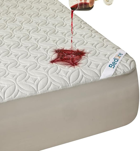 BEDLORE Waterproof Mattress Protector, Twin Size Mattress Pad with Deep Pocket 6"-15" Depth, Soft Dirt-Proof Double Bed Mattress Cover for Bedroom, College Dorm, Hotel (Light Gray)
