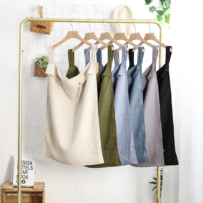 Linen Hanging Laundry Bag, 100% Linen Over The Door Laundry Hamper with Buttons and Zipper, Space Saving Door Hampers for Laundry Dirty Clothes Home Travel, Black - Image 7