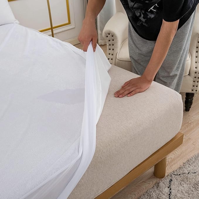 Waterproof California King Mattress Protector Cal King Soft Soft Bamboo Viscose Terry Matressprotector Quiet Breathable Fitted Matress Cover